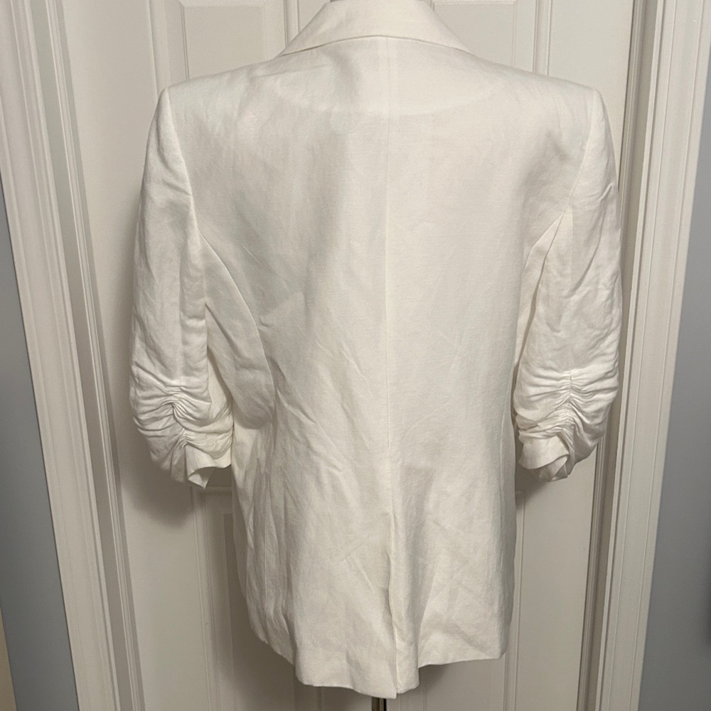 Calvin Klein Classic White Blazer new without tag womens size 16 ruched sleeves - Picture 4 of 8